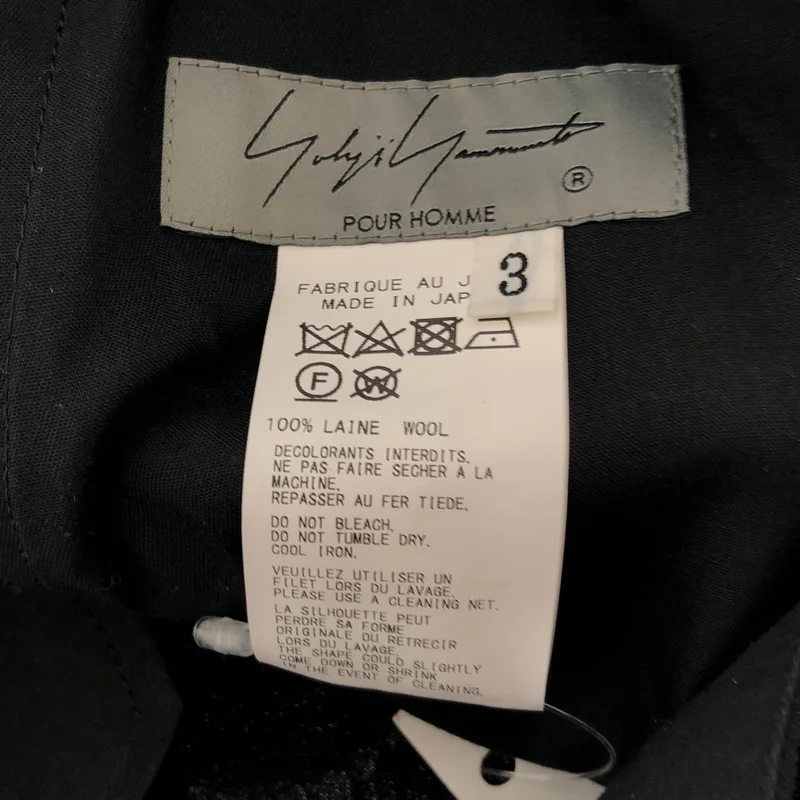 YOHJI YAMAMOTO POUR HOMME / ヨウジヤマモトプールオム | 2022SS | フラシ付 ウールギャバジン パンツ HG-P59-100 | 3 | メンズ