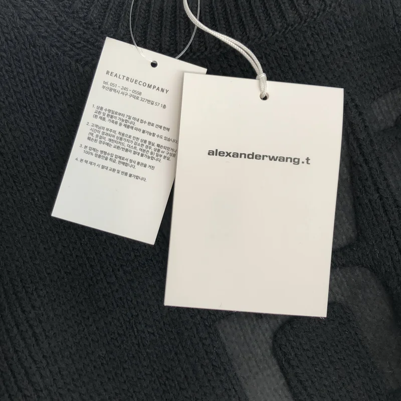 ALEXANDER WANG / アレキサンダーワン | Debossed Stacked Logo SS Tee ロゴ ニット | M | レディース