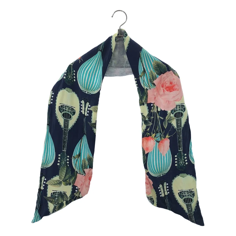 GEOFFREY B.SMALL / ジェフリーBスモール | silk handmade trapezoid scarf / 総柄 シルク ストール スカーフ |