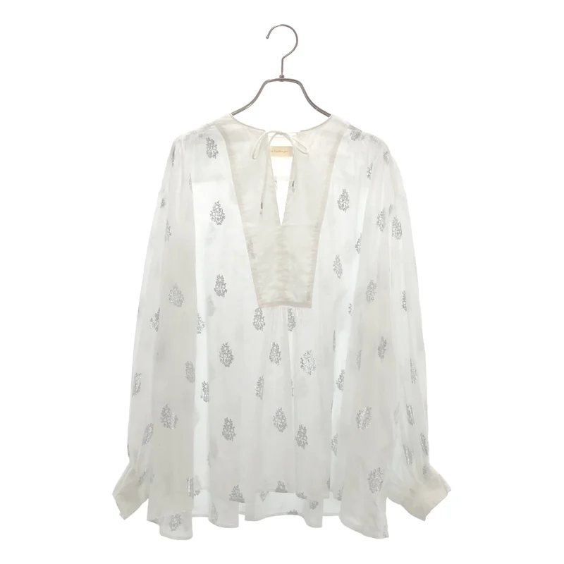 ne Quittez pas / ヌキテパ | Cotton Voile Foil Flower Print Gather Blouse / 箔プリント ギャザーブラウス |