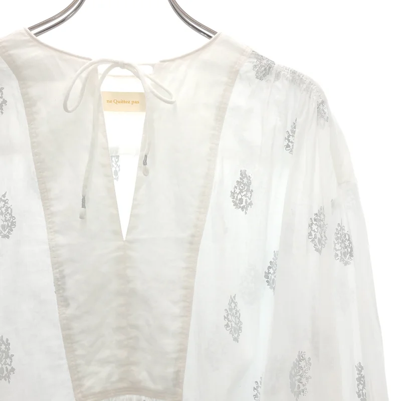 ne Quittez pas / ヌキテパ | Cotton Voile Foil Flower Print Gather Blouse / 箔プリント ギャザーブラウス |
