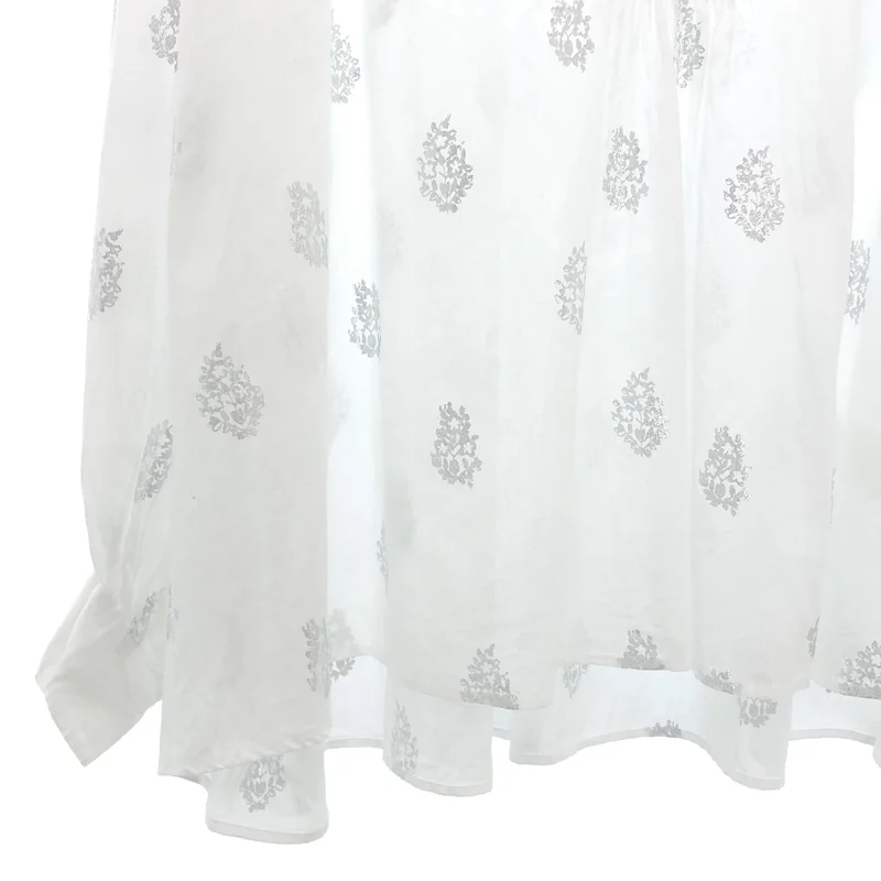ne Quittez pas / ヌキテパ | Cotton Voile Foil Flower Print Gather Blouse / 箔プリント ギャザーブラウス |