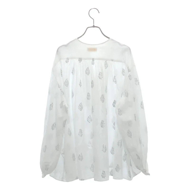 ne Quittez pas / ヌキテパ | Cotton Voile Foil Flower Print Gather Blouse / 箔プリント ギャザーブラウス |