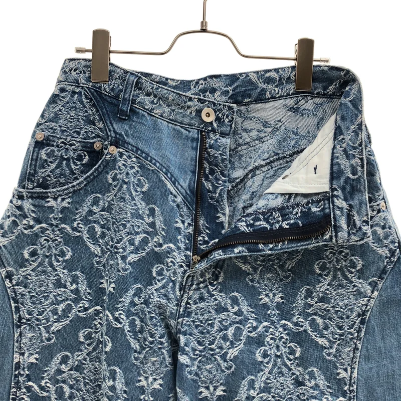 FETICO / フェティコ | 2026AW | DAMASK-JAQUARD DENIM CURVE-FIT HIGH-RISE JEANS パンツ | 40 | レディース