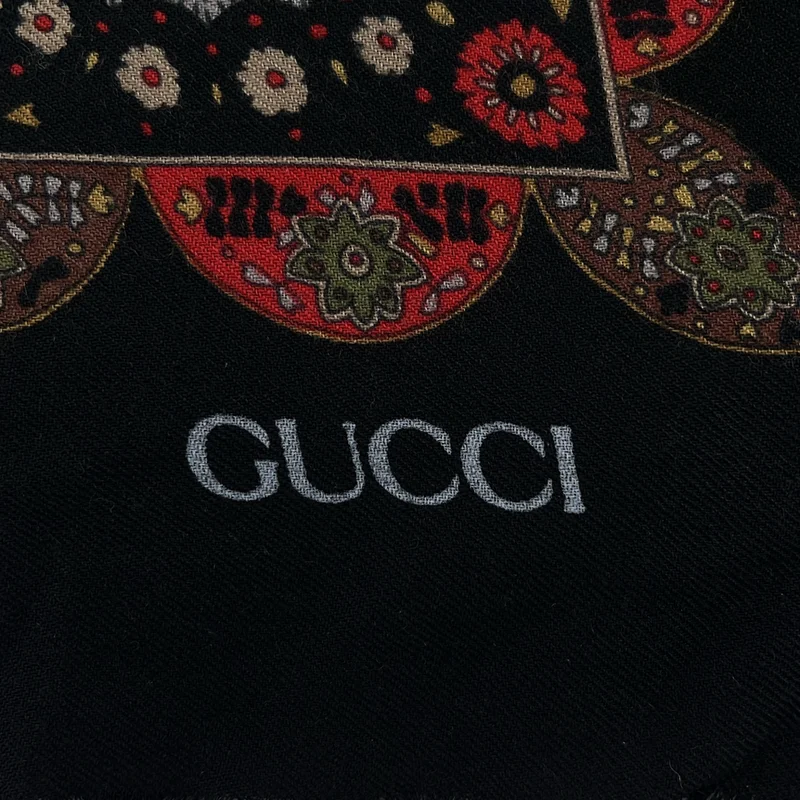 GUCCI / グッチ | 総柄 大判 フリンジ ストール |