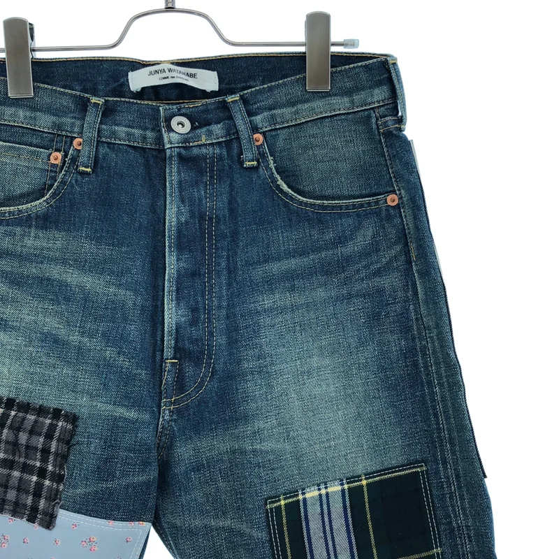JUNYA WATANABE COMME des GARCONS / ジュンヤワタナベ | 2013AW | パッチワーク ボタンフライ デニムパンツ | XS | メンズ