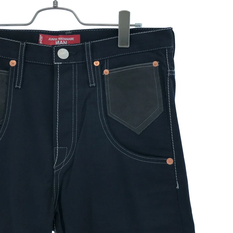 eye JUNYA WATANABE COMME des GARCONS MAN / アイジュンヤワタナベ マン | 2023AW | ｘLevi’s Ｗネーム レザー切替 パンツ | S | メンズ
