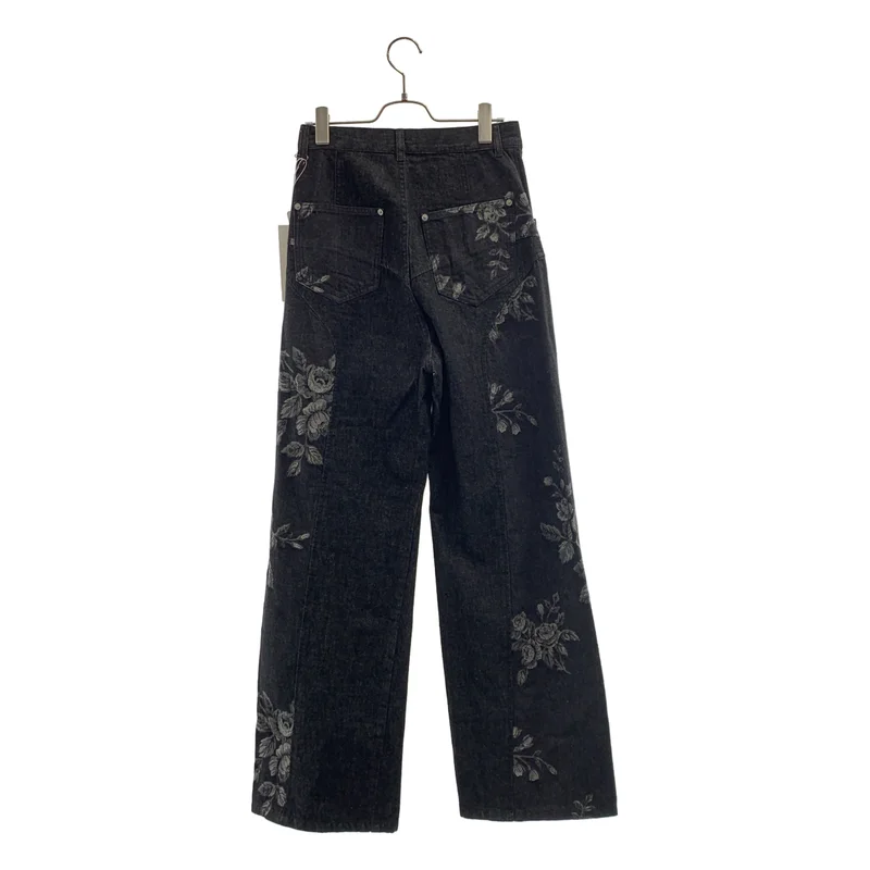 FETICO / フェティコ | STUDIOUS別注 ROSE DENIM PANTS ローズプリント デニムパンツ | 38 | レディース