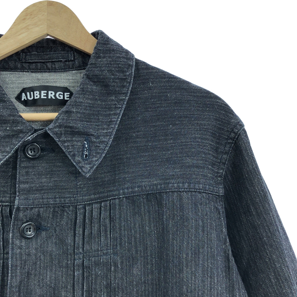 【美品】  AUBERGE / オーベルジュ | シンチバック ブラック デニムジャケット | 38 | チャコールグレー | メンズ 美品】 AUBERGE / オーベルジュ | シンチバック ブラック デニム