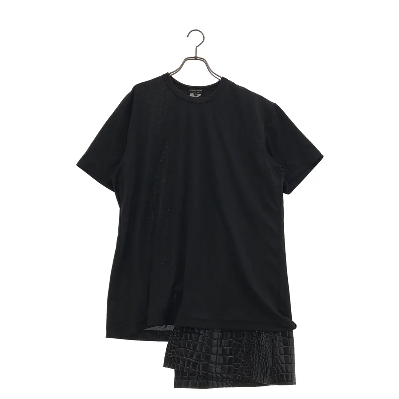 COMME des GARCONS HOMME PLUS / コムデギャルソンオムプリュス | 2019AW | フェイクレザー クロコ 型押し ドッキングTシャツ | L | メンズ