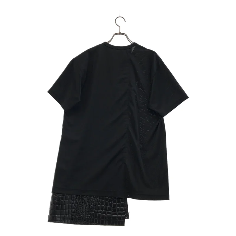 COMME des GARCONS HOMME PLUS / コムデギャルソンオムプリュス | 2019AW | フェイクレザー クロコ 型押し ドッキングTシャツ | L | メンズ