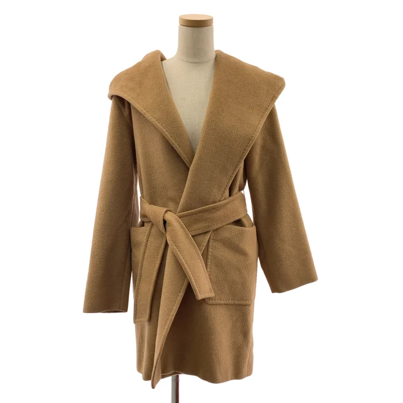 Max Mara / マックスマーラ | RIALTO / リアルト キャメル ベルテッド コート フーディ | 38 | レディース