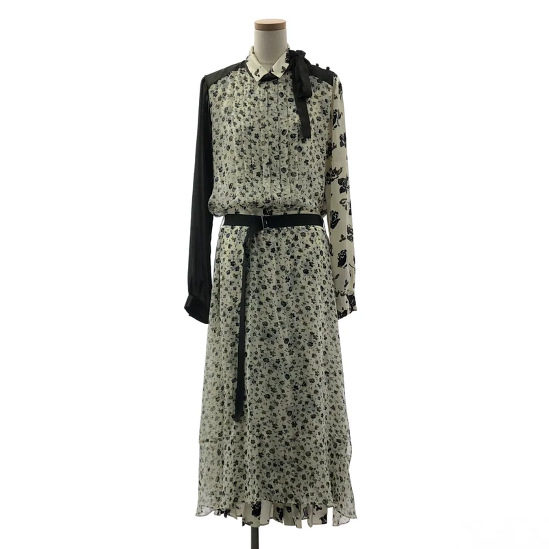 sacai / サカイ | 総柄 プリーツ ボリューム ドレス ワンピース | 2 | レディース