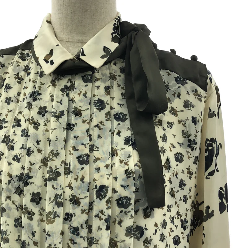 sacai / サカイ | 総柄 プリーツ ボリューム ドレス ワンピース | 2 | レディース