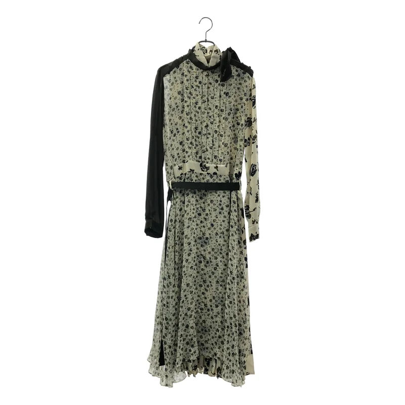 sacai / サカイ | 総柄 プリーツ ボリューム ドレス ワンピース | 2 | レディース
