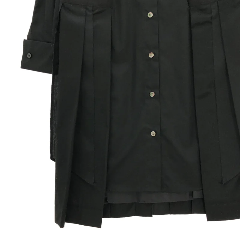 sacai / サカイ | コットン 異素材切り替え プリーツ シャツワンピース | 1 | レディース
