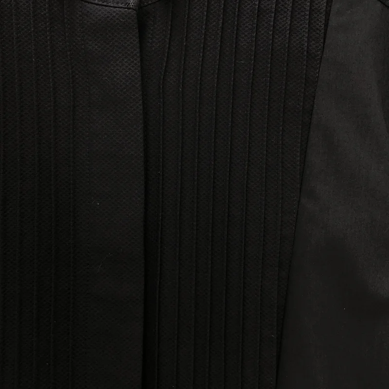 sacai / サカイ | コットン 異素材切り替え プリーツ シャツワンピース | 1 | レディース