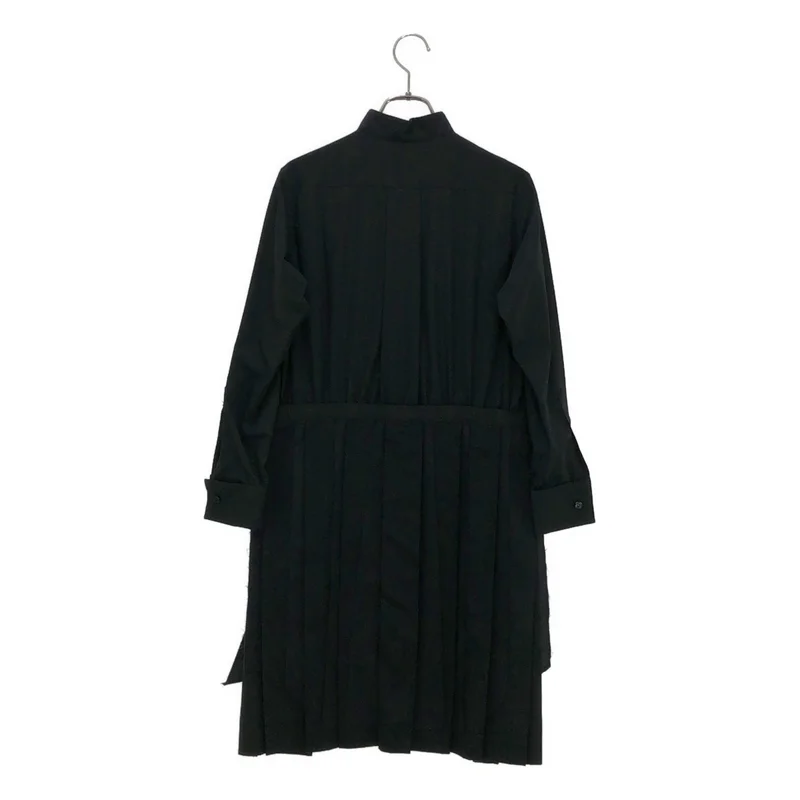 sacai / サカイ | コットン 異素材切り替え プリーツ シャツワンピース | 1 | レディース