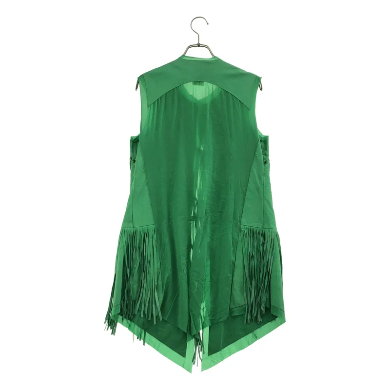 CLASS Roberto Cavalli / クラスロベルトカヴァリ | レザーコンビ フリンジ ボタンレス ジャケットベスト | 42 | レディース