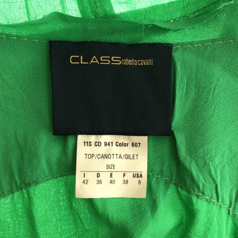 CLASS Roberto Cavalli / クラスロベルトカヴァリ | レザーコンビ フリンジ ボタンレス ジャケットベスト | 42 | レディース