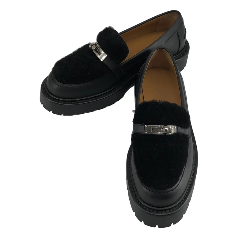 HERMES / エルメス | ムートン レザー ケリーバックル モカシン BR2421012 | 36 | レディース