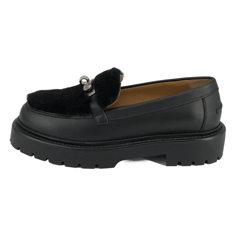 HERMES / エルメス | ムートン レザー ケリーバックル モカシン BR2421012 | 36 | レディース