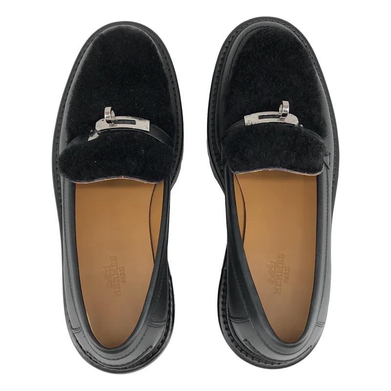 HERMES / エルメス | ムートン レザー ケリーバックル モカシン BR2421012 | 36 | レディース