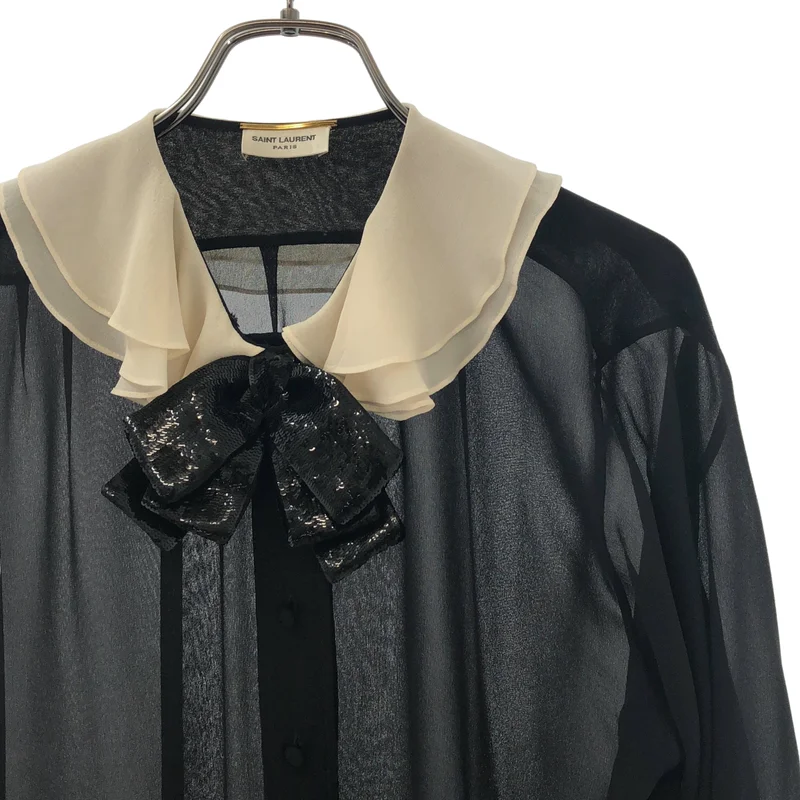 SAINT LAURENT PARIS / サンローランパリ | シルク バイカラー ワンピース |