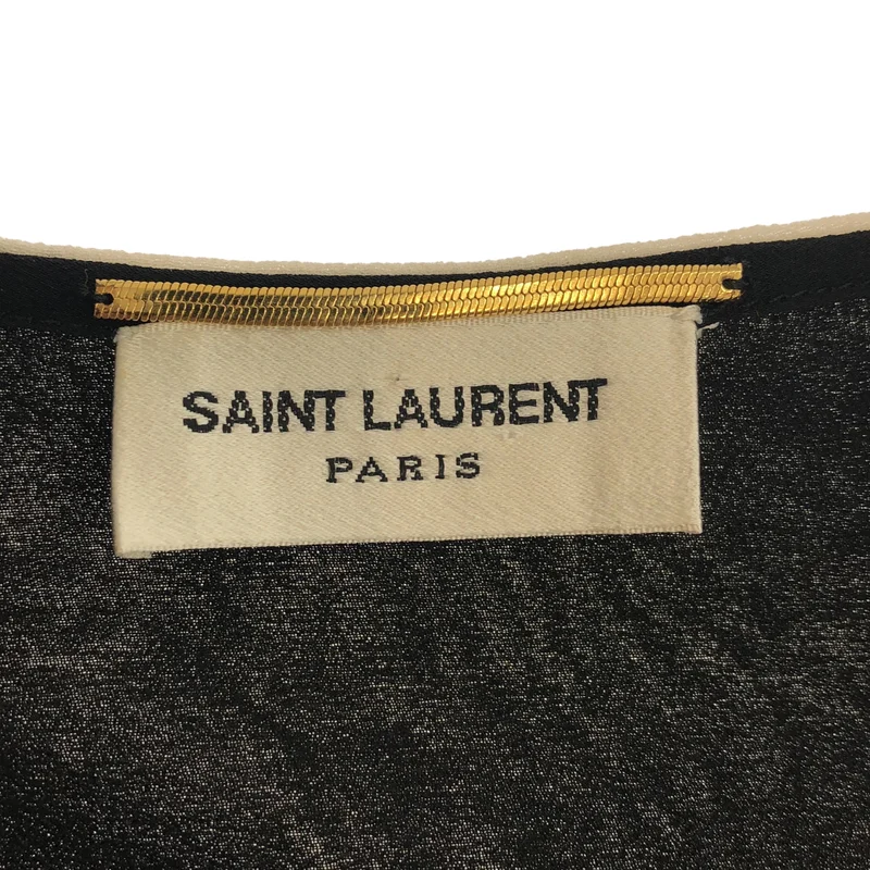 SAINT LAURENT PARIS / サンローランパリ | シルク バイカラー ワンピース |