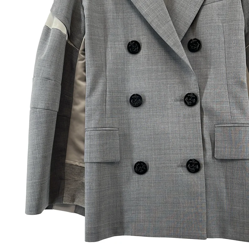 sacai / サカイ | オーバースリーブ ダブルブレスト ジャケット / 総裏地 | 1 | レディース