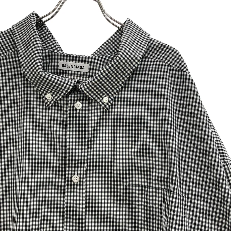BALENCIAGA / バレンシアガ | チェック バックロゴ オーバーサイズ シャツ_長袖 622050 | 38 | レディース