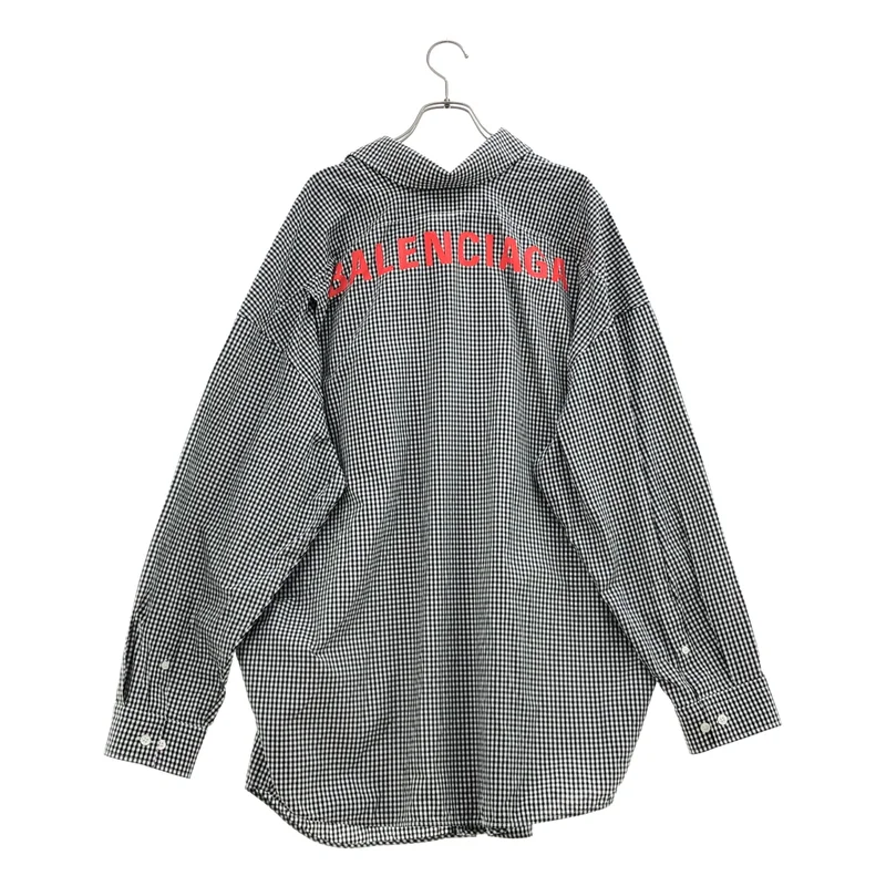 BALENCIAGA / バレンシアガ | チェック バックロゴ オーバーサイズ シャツ_長袖 622050 | 38 | レディース
