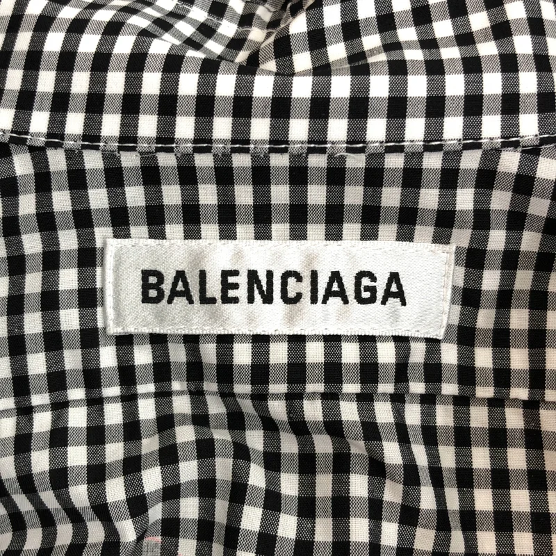 BALENCIAGA / バレンシアガ | チェック バックロゴ オーバーサイズ シャツ_長袖 622050 | 38 | レディース