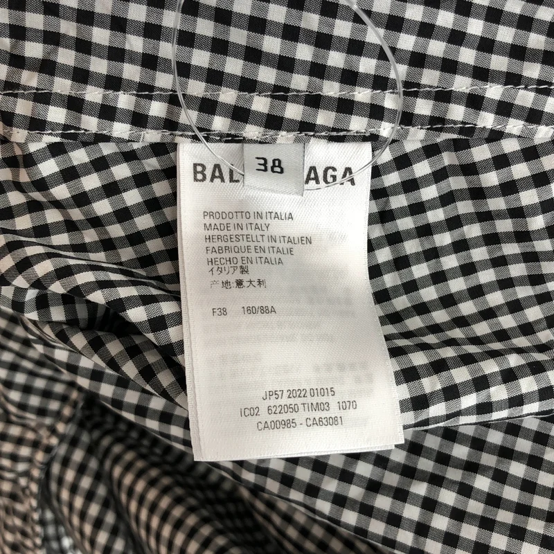 BALENCIAGA / バレンシアガ | チェック バックロゴ オーバーサイズ シャツ_長袖 622050 | 38 | レディース