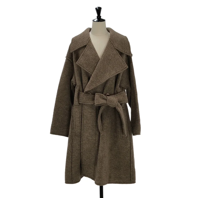 ISSEY MIYAKE / イッセイミヤケ | 2021AW | ウール ダブルブレスト ベルテッドコート IM13KA279 | 2 | レディース