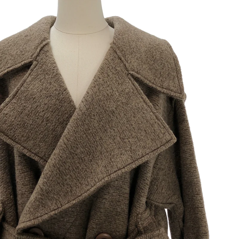ISSEY MIYAKE / イッセイミヤケ | 2021AW | ウール ダブルブレスト ベルテッドコート IM13KA279 | 2 | レディース