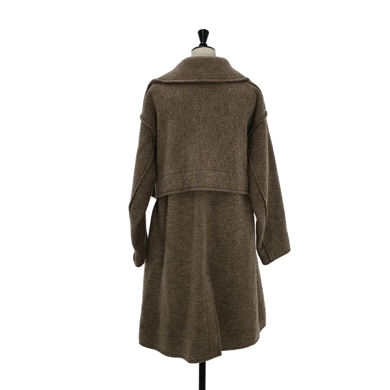 ISSEY MIYAKE / イッセイミヤケ | 2021AW | ウール ダブルブレスト ベルテッドコート IM13KA279 | 2 | レディース