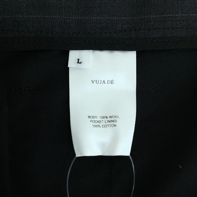 VUJA DE / ヴジャデ | 2026SS | REN PINSTRIPE BELTED TUCK TROUSERS IN WOOL / ウール ピンストライプ ベルテッド タックパンツ | L | メンズ
