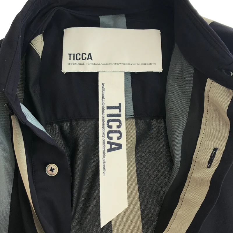 TICCA / ティッカ | レーヨン ストライプ オーバーシルエット ロゴボタン シャツ ワンピース | F | レディース