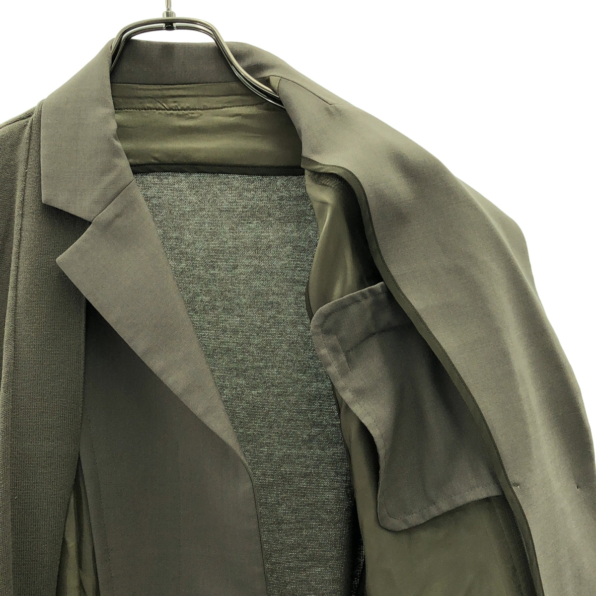 sacai / サカイ | 異素材切替 ニット ドッキング ロング コート | 1