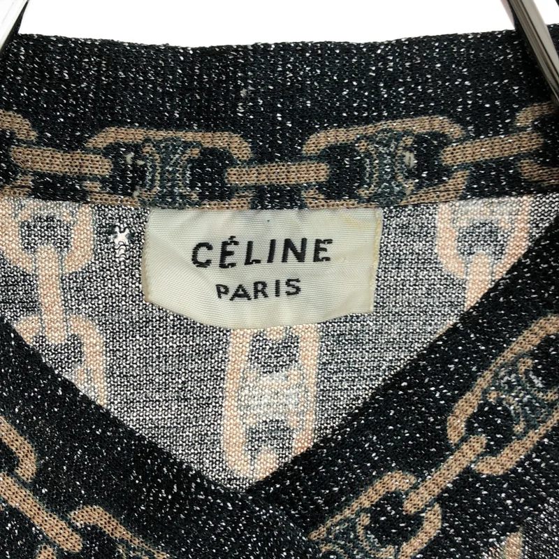 CELINE / セリーヌ | ヴィンテージ / マカダムチェーン柄 バンドカラーシャツ | 40 | レディース