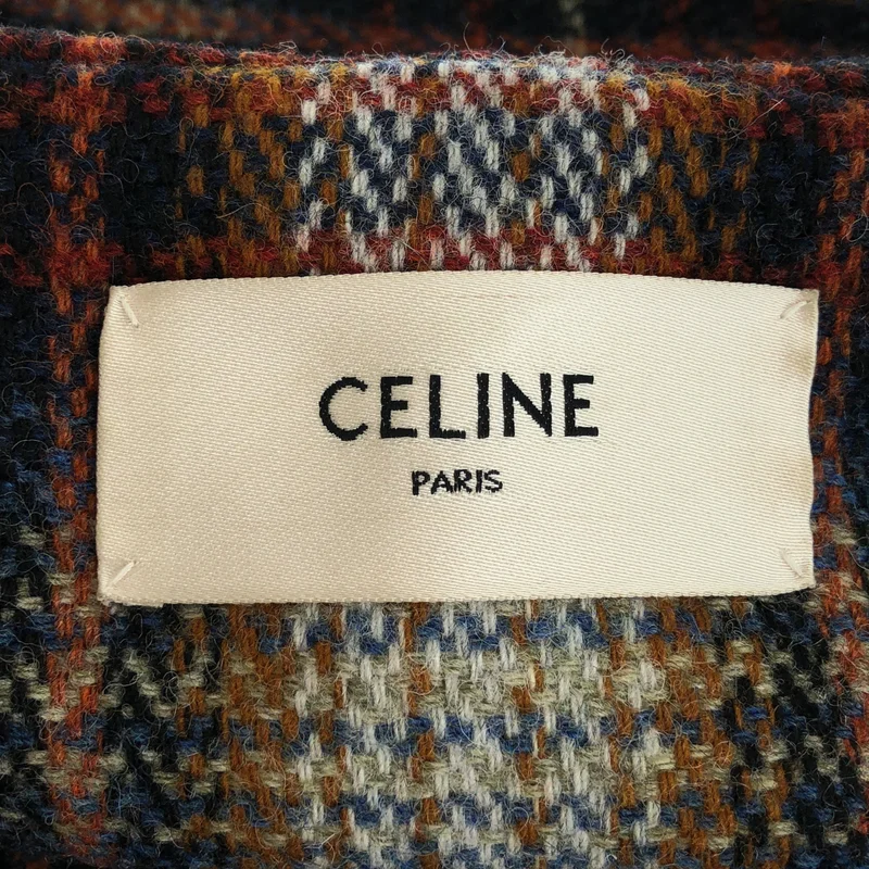 CELINE / セリーヌ | 2021AW | ウール チェック ボタンレス フーデッドコート | M | レディース