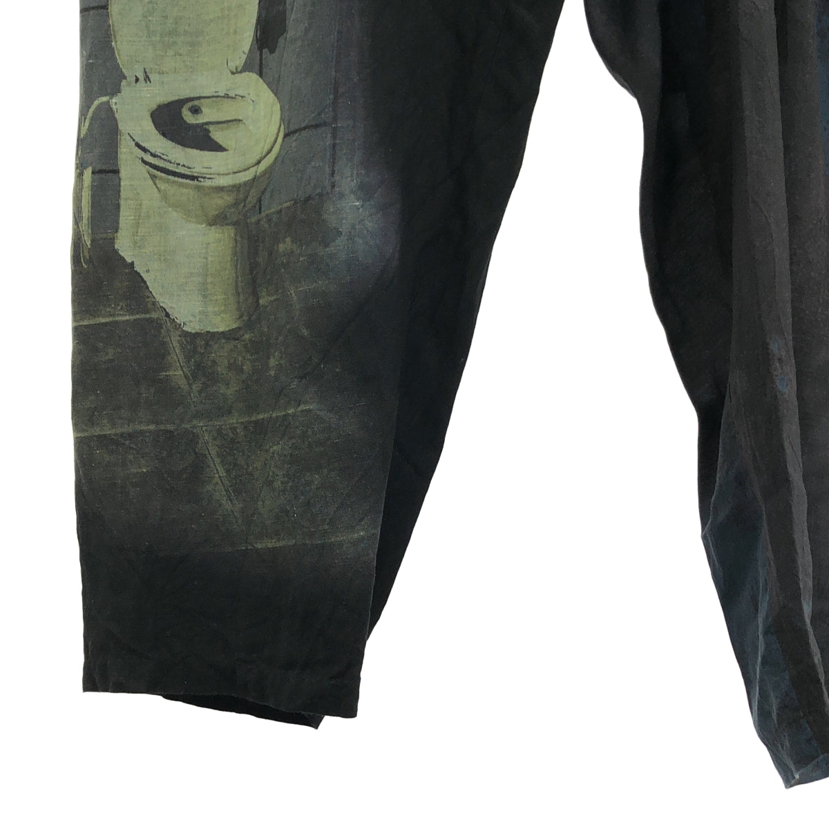 【美品】  YOHJI YAMAMOTO POUR HOMME / ヨウジヤマモトプールオム | 2024SS | FOUNTAIN PRINT PANTS / ファウンテン プリント ドローストリング ワイド パンツ / 裏地付き | 2 | ブラック | メンズ 美品】 YOHJI YAMAMOTO POUR HOMME / ヨウジヤマモトプールオム
