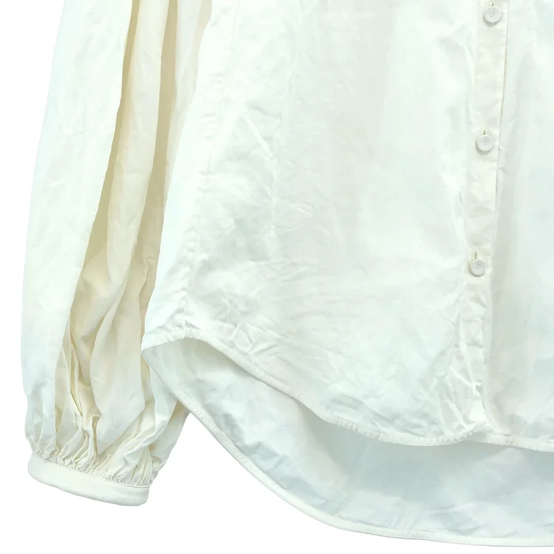 JIL SANDER / ジルサンダー | リネン ギャザースリーブ バンドカラーシャツ | 32 | レディース