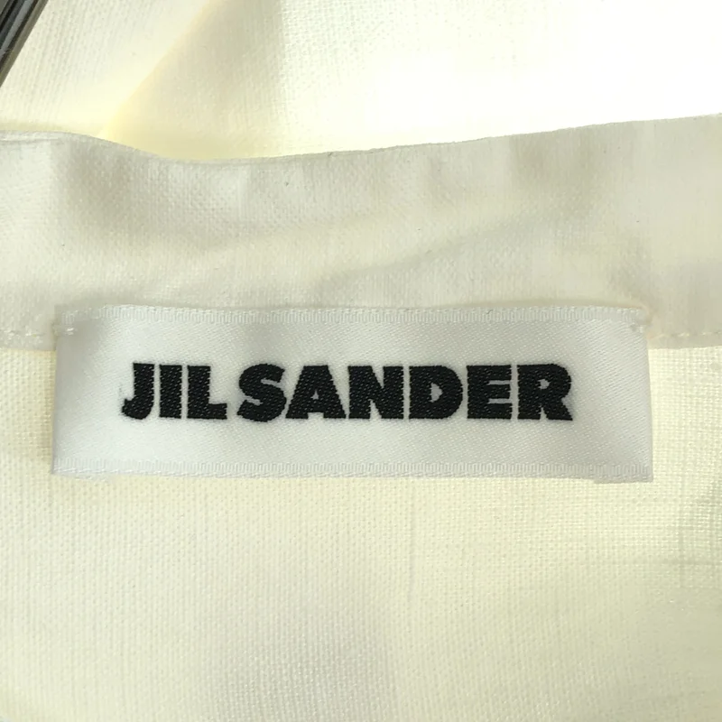 JIL SANDER / ジルサンダー | リネン ギャザースリーブ バンドカラーシャツ | 32 | レディース