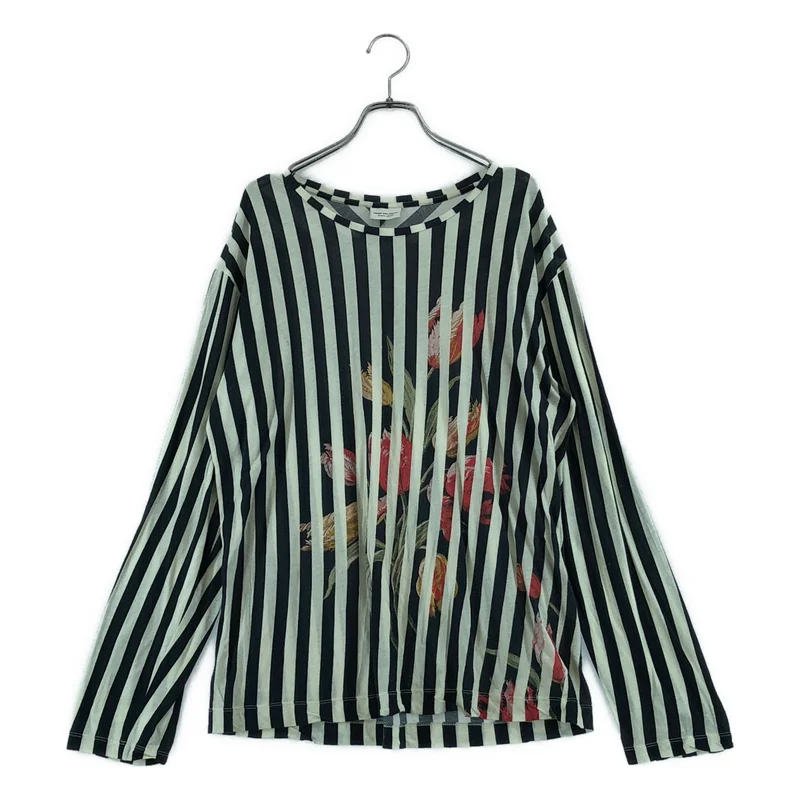 DRIES VAN NOTEN / ドリスヴァンノッテン | ストライプ フラワープリント Tシャツ | XS | レディース