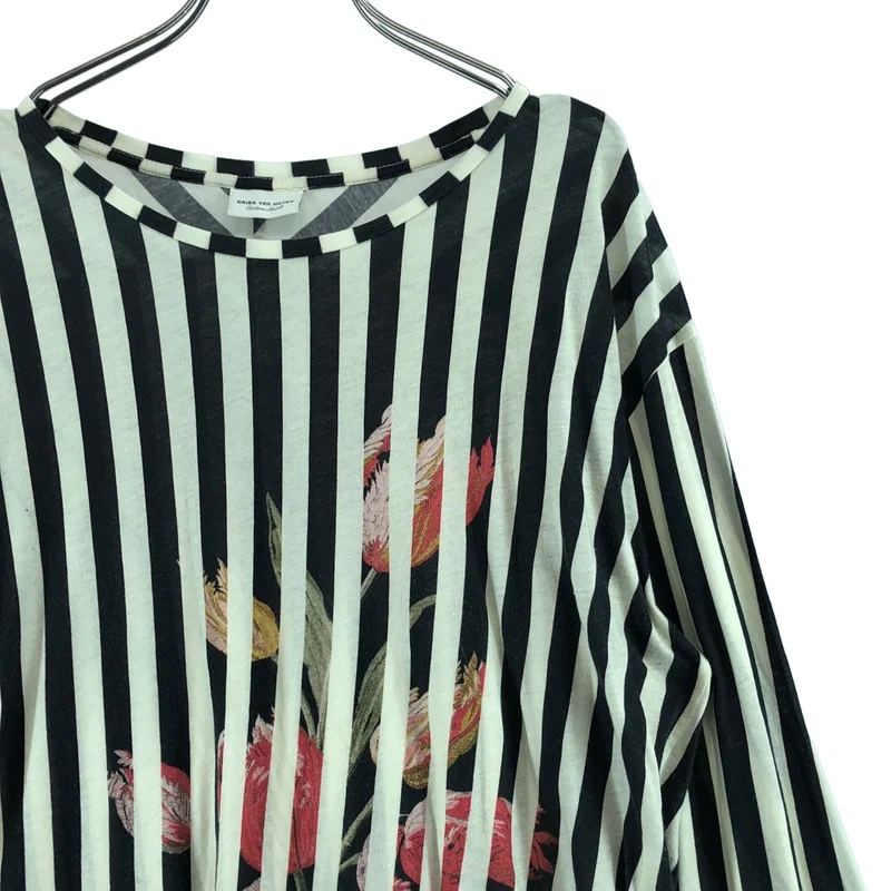 DRIES VAN NOTEN / ドリスヴァンノッテン | ストライプ フラワープリント Tシャツ | XS | レディース
