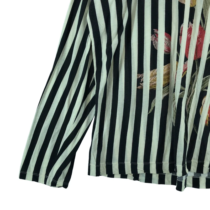 DRIES VAN NOTEN / ドリスヴァンノッテン | ストライプ フラワープリント Tシャツ | XS | レディース