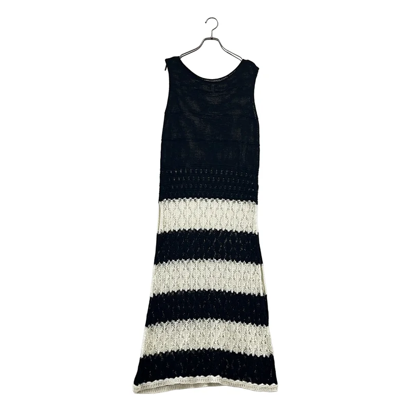 babaco / ババコ | LEAF LACE STRIPE DRESS バイカラー ニット ワンピース | F | レディース