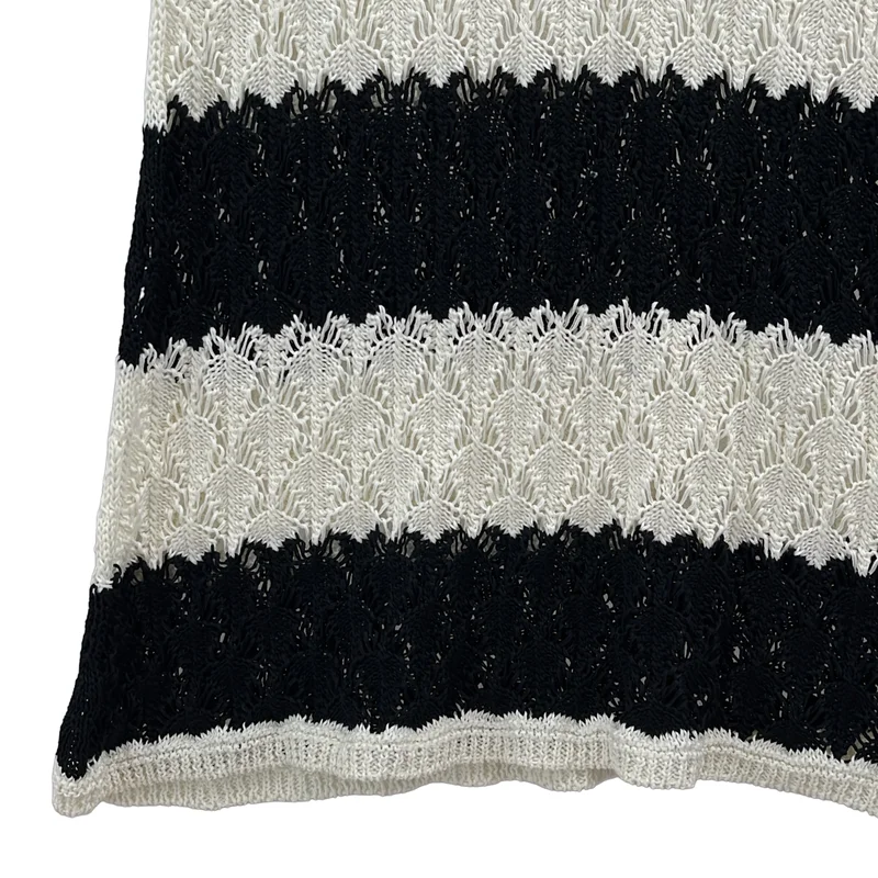 babaco / ババコ | LEAF LACE STRIPE DRESS バイカラー ニット ワンピース | F | レディース